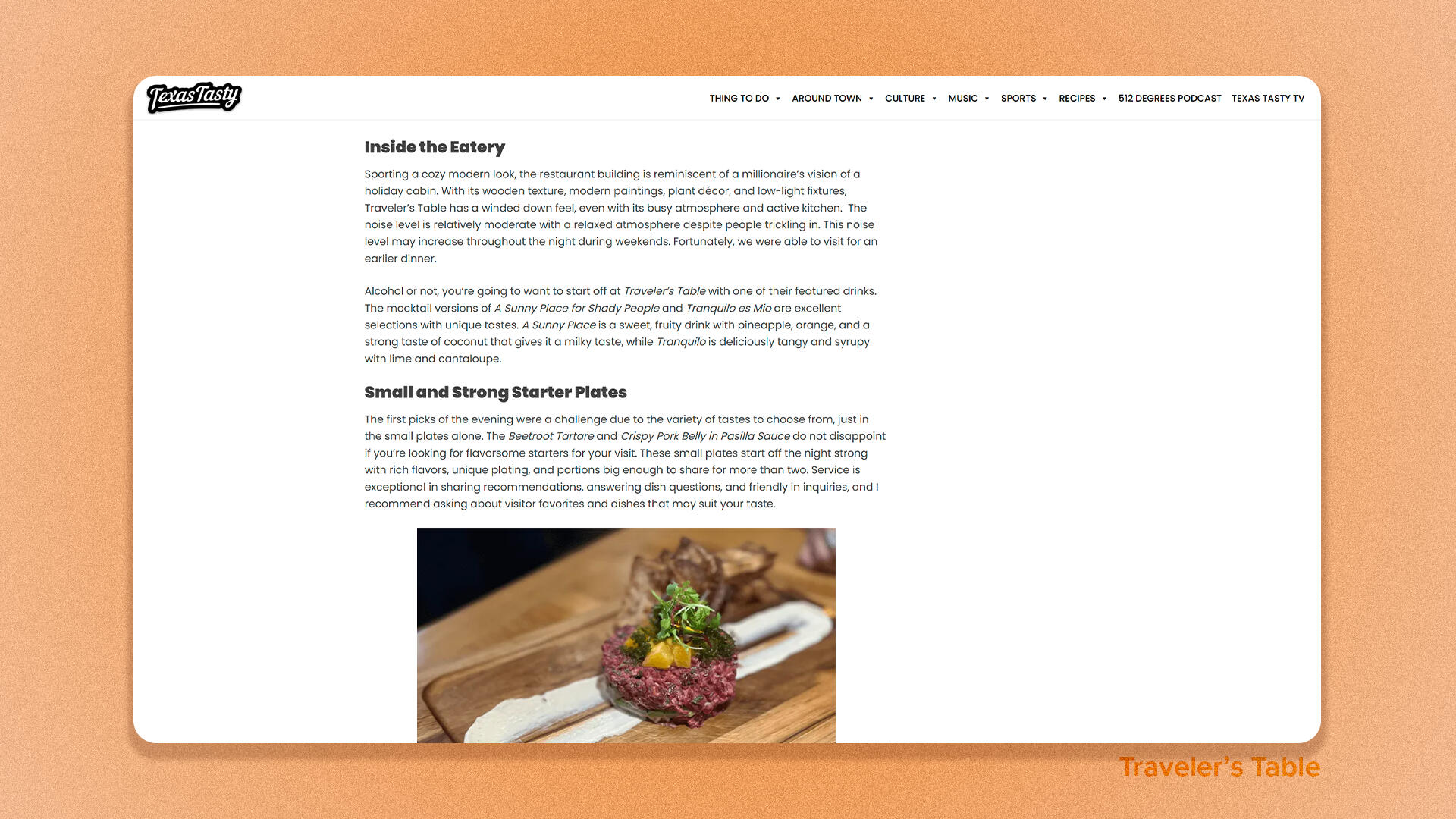Texas Tasty: Traveler's Table Review Texas Tasty: Traveler's Table Review